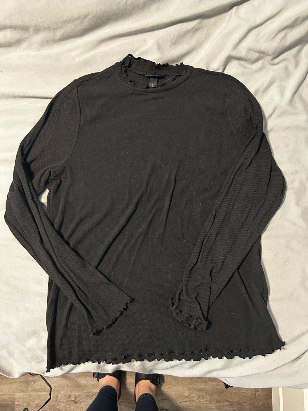torrid Black Ruffled-Edge Long Sleeve Tee